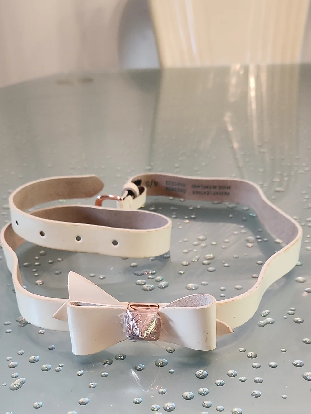 Ted Baker Cream Bow Belt with Rose Gold Buckle